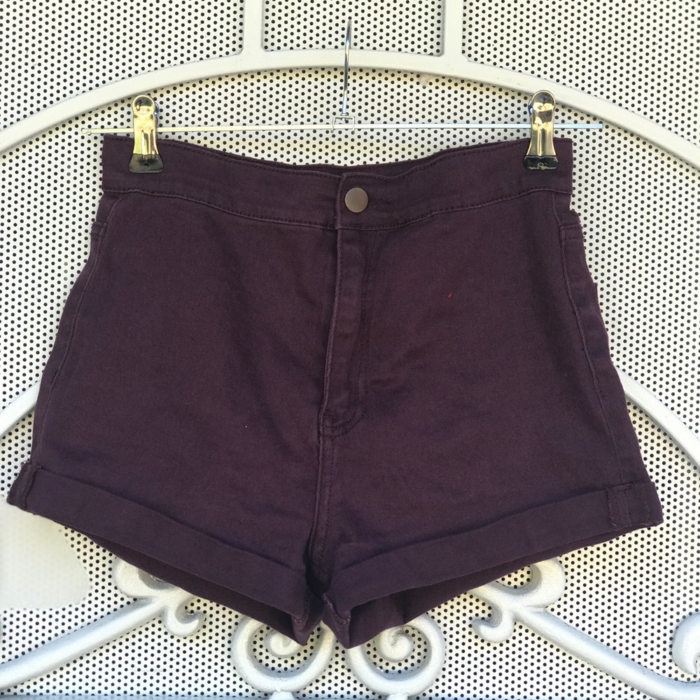 Burgundy Hugh rise shorts